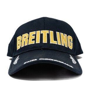 Breitling Black Adjustable Baseball Cap With Yellow Embroidered Logo Cotton